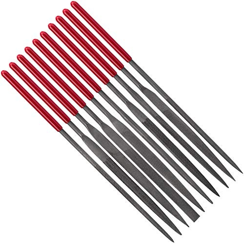 ANCRIS 10 Pack Needle File Sets Diamond Needle File Set Fine-Toothed Metal File Set Hardened Round Sharped Taper for Jewellery Fine Cut Wax Steel Wood Carving