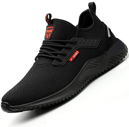 Safety Trainers Steel Toe Cap Men Safety Shoes for Women Shoes Work Trainers Black Size 9 UK Lightweight Men's Work & Utility Footwear Breathable Construction Industrial Sneakers Sport Sneakers