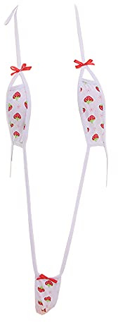 SINGUYUN Conjunto de pijama de lencería sexy con diseño de fresa japonés, anime, cosplay, tanga, 352 blanco y rojo, Talla única
