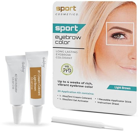 Sport Cosmetics Eyebrow Color For Women, 20 Application Kit, Light Brown
