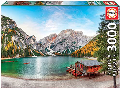 Educa - Puzzle 3000 Teile für Erwachsene | Pragser Wildsee im Herbst, 3000 Teile Puzzle für Erwachsene und Kinder ab 14 Jahren, Inklusive Ersatzteilservice, solange der Vorrat reicht. Südtirol (19281)