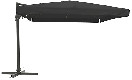 METRO Professional Parasol/Sombrilla, 300 x 300 x 250 cm, protección UV, rotación 360°, con volante/faldones, gris