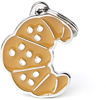 My Family Placa de Identificación personalizado para perro Made in Italy, Croissant, Placa de identificación de Perro Grabada Gratis Aluminio, Metal Esmaltado a Mano, Colección Food