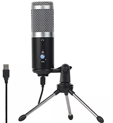 Microfono USB da Tavolo in Metallo, Microfono a condensatore Professionale, Adatto per Lo Streaming multimediale di Computer Notebook