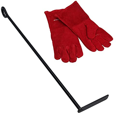 AB Tools L Ash Rake Scraper Wood Burner Fire Coal Steel BBQ & Heat Resistant Gloves