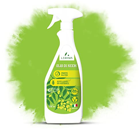 LERAVA® olio di neem per piante [BIO] – spray pronto all’uso - antiparassitario piante - Inibisce lo sviluppo larvale - olio neem 100% bio-vegetale - neem oil 700ml - 100% Made in Italy