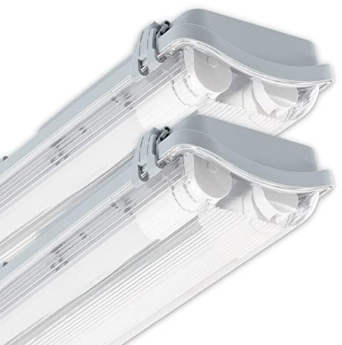 CLAR - Pantalla Estanca LED 10W, Luminaria LED 60cm, Tubos No Incluidos (Pack 2)