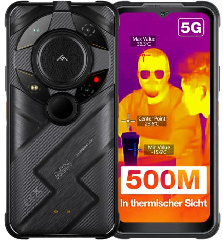AGM G2 Guardian Smartphone 5G sin contrato con imagen térmica monocular 500 metros, teléfono termográfico 256 x 192, enfoque automático 10 mm, 12 + 256 GB Qualcomm QCM6490