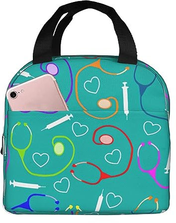 RFSHOP Bolsa de almuerzo aislada con temática médica de enfermera, lonchera térmica reutilizable para mujeres, hombres, adultos, viajes, oficina, hogar