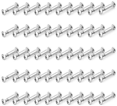 Vite di Collegamento per Mobili M4 Viti per Manicotto Acciaio Nichelato Viti di Montaggio per Armadi Credenze Assi di Legno 50 Pezzi