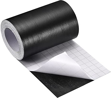 QUARKZMAN Bois Grain Ruban Adhésif, 4,72 x16 Ft Mur Papier Bordure Autocollant Auto-Adhésif Bois Grain Réparation Correctif avec Grattoir pour Mur Coin Table Porte Canapé Décoratif (Noir)