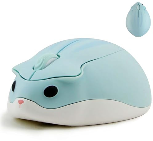 Civetes Kabellose Maus, 1200 dpi, geräuscharm, mit USB-Empfänger, leise, schnurlose Maus, niedliche Hamster-Maus, leicht und tragbar für PC/Mac/Laptop, Geschenk für Kinder und Mädchen (blau)