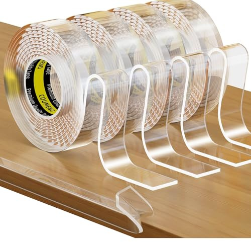 COUMENO Kantenschutz Baby Transparent, 4 Rollen 20 mm x 3 m, 2 mm dick. | Selbstklebender Eckenschutz mit starker Klebekraft. Weicher Silikon-Kantenschutz zum Baby-Schutz für Wände, Möbel & Betten.
