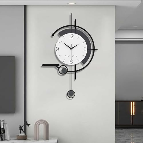 TWFJEL Moderno Reloj de Pared, Grande Minimalista Reloj Pared Decorativo Silencioso sin tictac Orologio de Quarzo Acrílico+Esfera de Madera con Estante Art Deco para Cocina Sala Dormitorio Oficina
