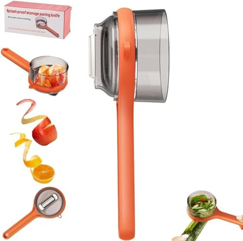 Vegetable Peeler, Peeling Knife with Storage Box, Sharp Stainless Steel Blade, Nonslip Handle, Comfortable Food Peeler, Lightweight Veggie, Fruit Peeler - Modern Kitchen Tool (Orange)