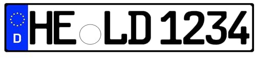 Kennzeichenheld - Kennzeichen aus Alu für Dein Auto, Nummernschild für eine reibungslose Zulassung, nach DIN 74069, 520 x 110 mm, Mattschwarz