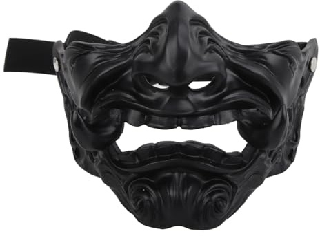 Srliya Halbmaske Samurai Helm Dekor für Männer Samurai Halbgesichtsschutzmasken Halloween Cosplay Maske Samurai Kostüm Japanisches Zubehör Partyzubehör Schutz Mann Kunststoff