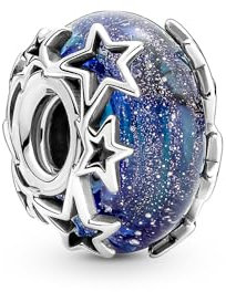 Wedanor Damen Muranoglas Blau Charm Anhänger für Armband 925 Sterling Silber Geburtsstein Charms Beads passend für Armband