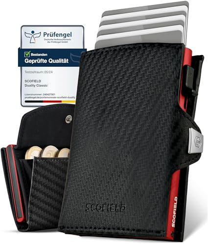 SF SCOFIELD Duality Classic Slim Wallet mit Münzfach | Kartenetui Herren für 9-10 Karten | Geldbeutel Portemonnaie mit RFID Schutz | Wallets for Men | Kreditkartenetui