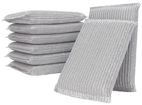 8-Pack Non-Scratch Scouring Pads – Reusable Kitchen Sponges for Dish & Bathroom Cleaning – Long-Lasting, Multi-Surface Metal Scourers – High-Absorption, Scratch-Resistant Sponges for Kitchen & Home