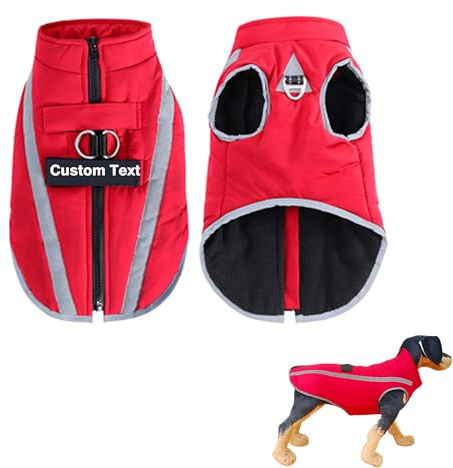 hadefa Chaqueta de Invierno para Perro, Abrigo Reflectante, Impermeable, Resistente al Viento, Personalizable, Cálida, Comoda, Duradera