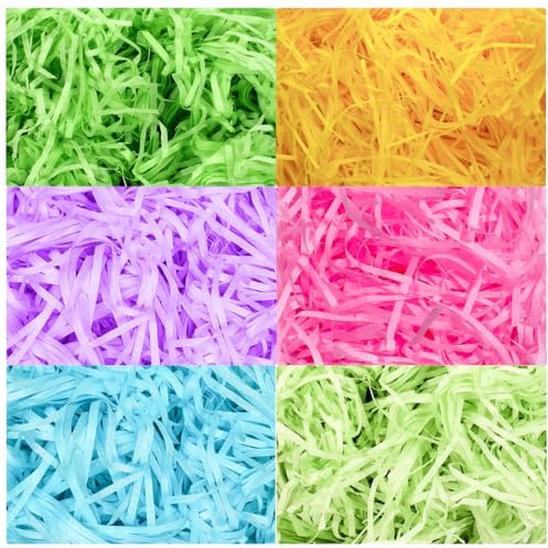 Bluelves 300g Erba Pasquale per cestini pasquali,Paglia per Bomboniere,Paglietta Colorata per Cesti,Rafia Verde Paglia Colorata per Decorazioni Pasqua,Uova di Pasqua, Nido di Pasqua-Colorata 300g