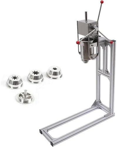 Machine à Churros Commerciale, Machine à Churros Professionnelle en Acier Inoxydable à manivelle Verticale, Machine de Remplissage de crème de Confiture de Chocolat Professionnelle, pour Restaurants
