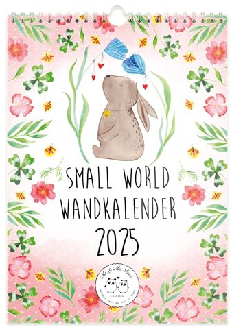 Mr. & Mrs. Panda A4 Wandkalender 2025 Small World Collection - Geschenk, Tiermotive, Gute Laune, lustige Sprüche, Tiere, Jahreskalender,