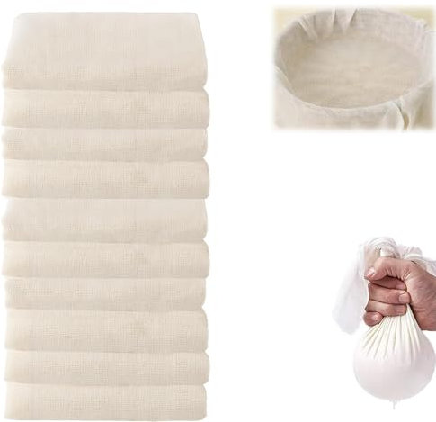 10 Piezas Colador De Tela, Cheese Cloth 40x40 Cm, Colador De Tela De Algodon, Tela Para Hacer Queso Reutilizable, Lavables Telas Filtrante Para Colar Leche De Almendras, Zumos, Batidos De Frutas
