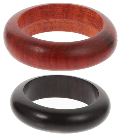 Veemoon 2pcs Legno Dita Anelli Per Le Donne Gioielli Fatti A Mano Legno Di Sandalo Nero Per Occasioni Speciali Leggero