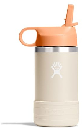 Hydro Flask Kids Water Bottle for School - Stainless Steel and Insulated with Straw Cap - 12 Oz Coconut