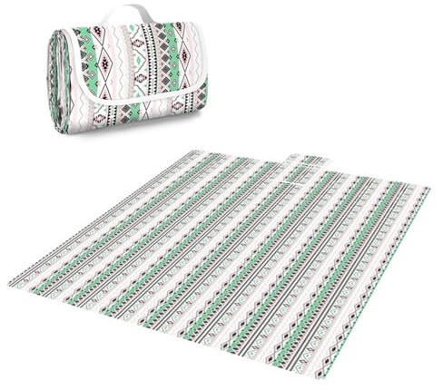 YAFALA Picknickdecke wasserdicht für den Außenbereich extra große Strand-Campingdecke, tragbare Faltbare Picknickmatte, Geeignet für Gras, Strand, Camping, Familienpicknick(Weiß Boho, 200x200 cm)