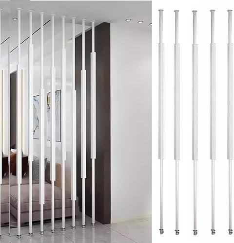 Verstellbarer Metallrahmen Raumteiler Holzpaneele Stilvolle Trennwand für Schlafzimmer Wohnzimmer Büro Natürliche Optik 160cm 5er Set