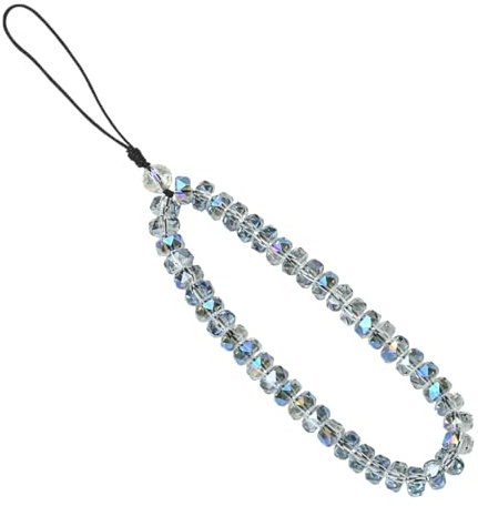 BEEFLYING Dragonne Pour Téléphone Portable Ornée de Perles de Cristal Lanière de Téléphone en Perles de Verre Grises Scintillantes Bracelet Pour Appareil photo Porte-clés Sac