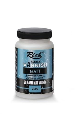 Rich Matt Varnish 250ml – Wasserbasierter Acryllack für Dekoration, Basteln & Renovierung, Mattes Finish, Langlebiger Schutz, Einfache Anwendung, Ideal für Holz und Möbel