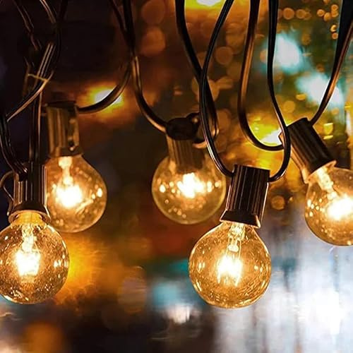 NICONIK 25FT G40 Globe Patio Lights with 20 Edison Glass Bulbs(4 Spare),5W E12 Base Warm Yellow Outdoor String Lights,Waterproof Connectable Hanging Light for Backyard Porch Balcony Party Decor
