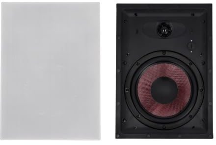 Rockville WA870 Pair of 8 in-Wall 70V Commercial Speakers, 50W/25W/12.5W/6.3W Taps, Glass Fiber Cone, 1 Silk Dome Tweeter, Paintable Magnetic Grill, for Offices & Restaurants, White