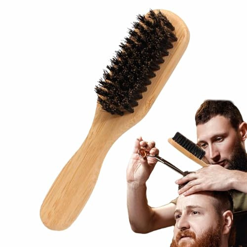 Skäggborste - Skäggborste | Paddling hårborste | Handtag med | vildsvinsborst och nylon, bana & mustaschkam för män