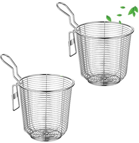 CAASFOOY Cesta separada de pasta de acero inoxidable con divisores, colador de malla fina para olla caliente, ideal para escurrir pasta y verduras