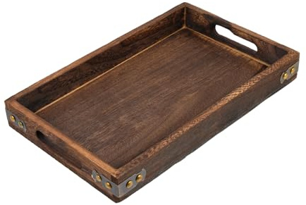 NUOBESTY Plateau en Bois Rectangulaire Petit Format, Bois Massif Naturel, Surface Résistante à l'usure, pour Maison Et Service De Collations, Plat à Pain Polyvalent, Base Stable Antidérapante