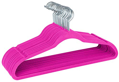 Simplify Slim Velvet Clothes Hangers | 25 Pack | Non-Slip | Shirts | Suit | Pants | Dresses | Garments | Closet Storage & Organization | Durable | Fuchsia