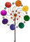 CIM Metall Windrad - Exotic Flower Rainbow - Ø34cm - Gesamthöhe: 122cm - inkl. 3-teiligem Standstab - leichtgängig drehend