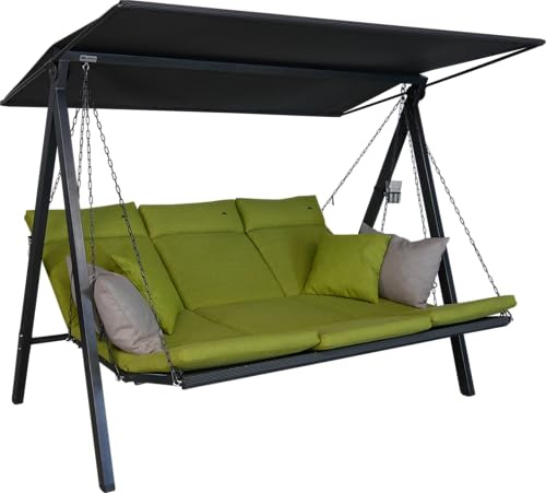ANGERER Hollywoodschaukel Lounge Smart hellgrün | Gartenschaukel Made in Germany, Schaukel zum Sitzen, Liegen und Entspannen, inklusive Bett-Funktion, einfache Montage