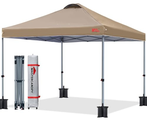 MasterCanopy 2,5 x 2,5 m Pop-up-Pavillon Faltpavillon Festzelt mit Entlüftung für Markt, Garten, Events, Khaki
