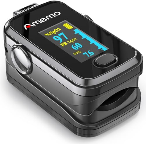 Pulse Oximeter,OLED Display Oxygen Monitor Fingertip,Blood Oxygen Saturation Monitor(SpO2) with Carrying Case,Silicone Cover (Black)
