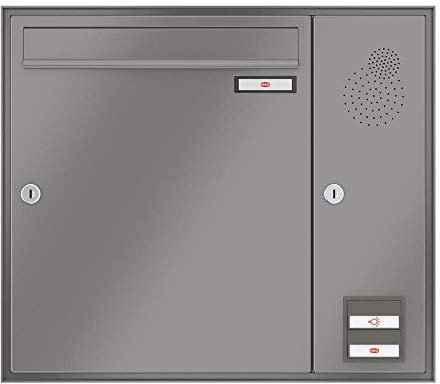 RENZ/Schattenfuge/Unterputz-Briefkastenanlage Einbau-Briefkasten/RAL-Farbe 9007 Volumen 23 L/Sprechsieb rechts/Dein-Briefkasten.de