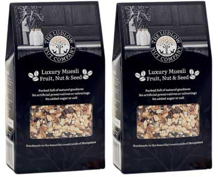 Muesli - Fruit, Nut & Seed by Ludlow Nut - Contains Jumbo Oats, Wholegrain Cereals, Almonds, Cashew Nuts, Brazil Nuts, Seeds - Healthy Breakfast Cereal (2 x 600g)