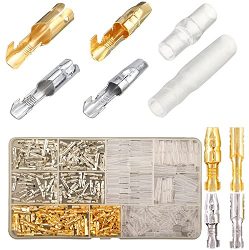 Bullet Connectors Kit 360pcs, 3.9mm Bullet Terminals with Insulation Cover, Gold Brass Bullet Wire Connectors Male and Female Crimp Terminals, Car Bike Automotive Motorcycle Electrical Connector kit