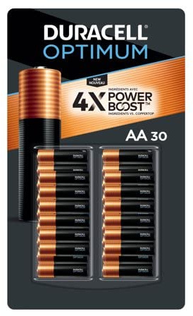 Duracell Optimum Coppertop AA Batteries with 4 x Power Boost Ingredients (Pack of 30)