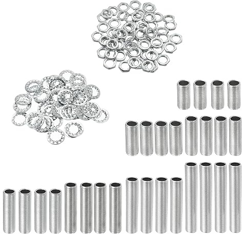 YOKIVE Kit Tubi per Lampade 84pz Assortimento Viti M10 Filettate Esagonali con Dadi Bloccaggio Rondelle Dentate Ideali per Plafoniere Progetti Fai da te